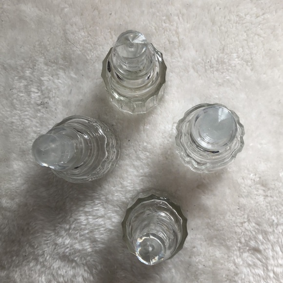 VTG Apothecary bottles scents, vinegar, oils, glass England toppers  set (4) - Picture 2 of 6